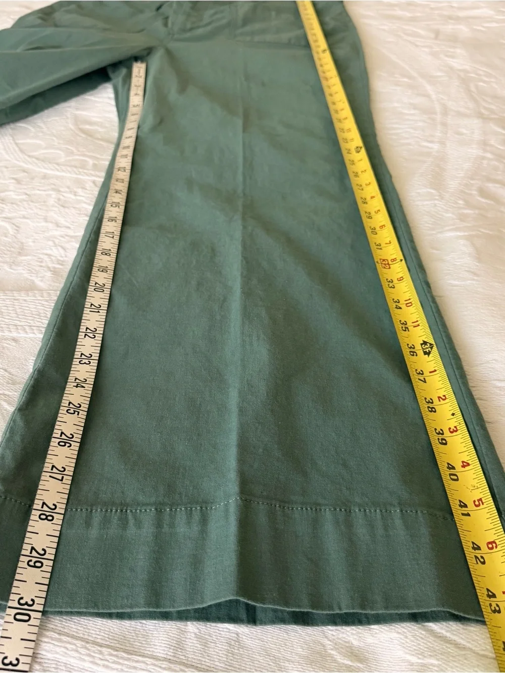 J.Crew High Rise Straight Leg Cotton Linen Patch-Pocket Pants Sage Green Size 34